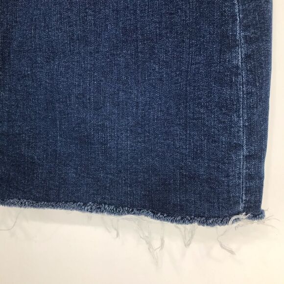 J. Crew Mercantile Blue Medium Wash Raw Hem Denim Mini Skirt - Picture 6 of 14